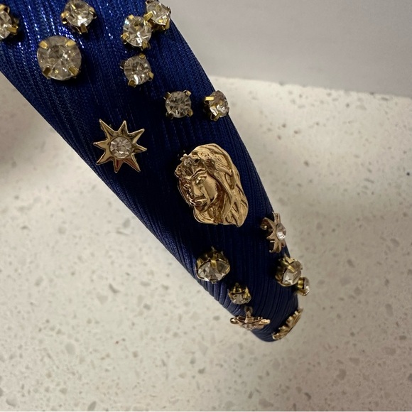 Lele Sadoughi Zodiac Virgo Sapphire Gold Embellished Alice Headband NEW - Picture 5 of 6